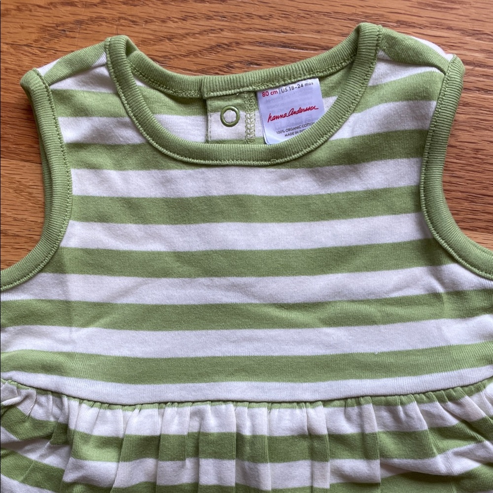 Hanna Andersson - Baby Sleeveless Skirted Bodysuit in Leaf Green Ecru - Picture 3 of 8